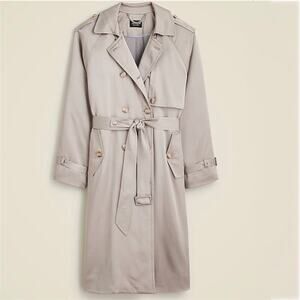 J.Crew Collection Relaxed Trench Coat Satin Crepe Primaloft Lux CC961 Pewter 4